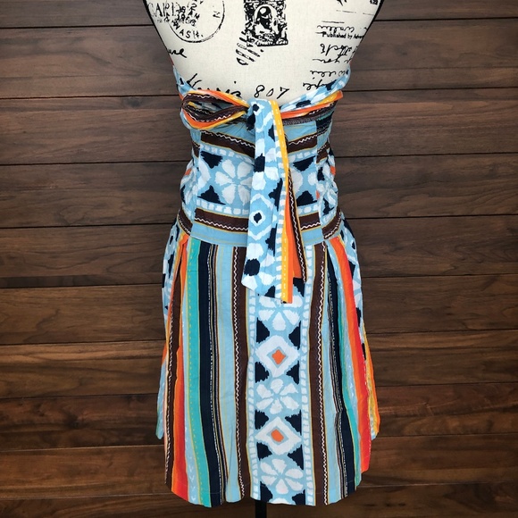 Strapless Mini Dress Faux Wrap Drop Waist Dress - Picture 3 of 4